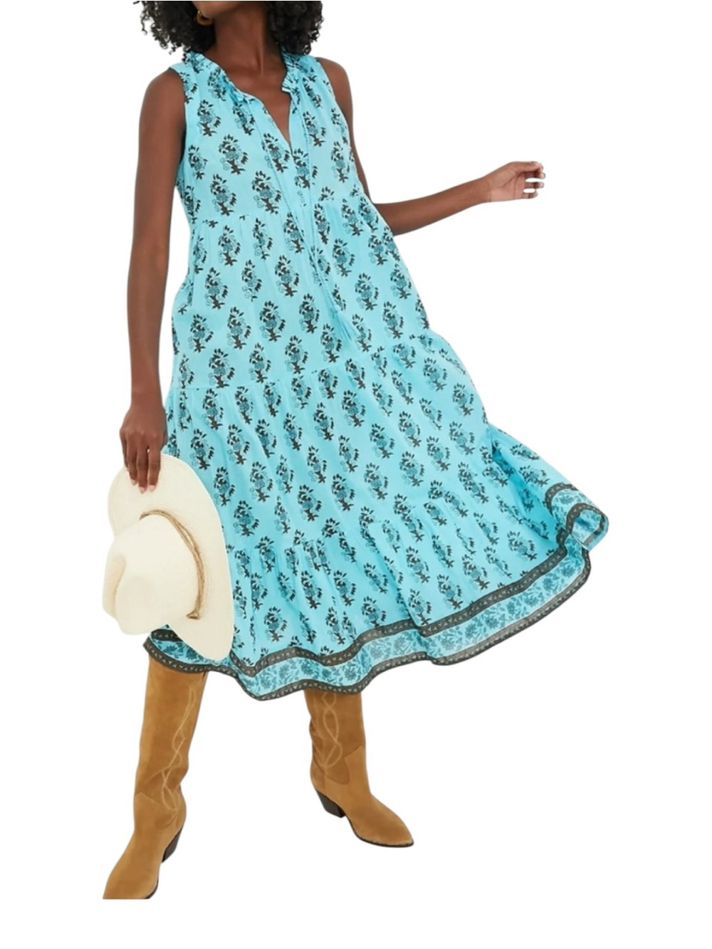 Tuckernuck TNUCK BEACH Tropical Turquoise Bouquet Salty Paloma boho dress XL.